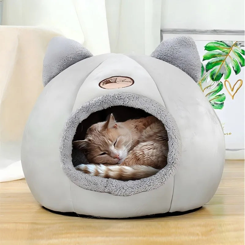 Pet Bed With Cat Ears Comfortable Plush Bed For Small Medium Large Cats Warm And Soft Machine Washable
