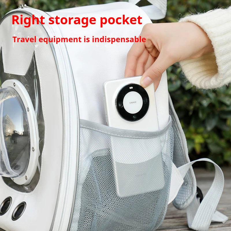 Space Capsule Pet Backpack 360 Degree View Breathable Mesh Safety Strap Cat Carrier Dog Carrier Transparent Bubble