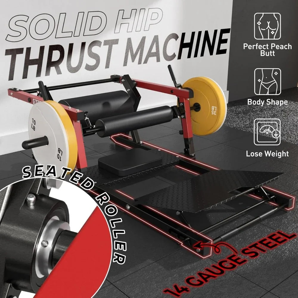 Hip Thrust Machine 800 Pounds Plate Loaded Glute Bridge Machine with Weight Holder Adjustable Footboard Butt Exercise Equipment