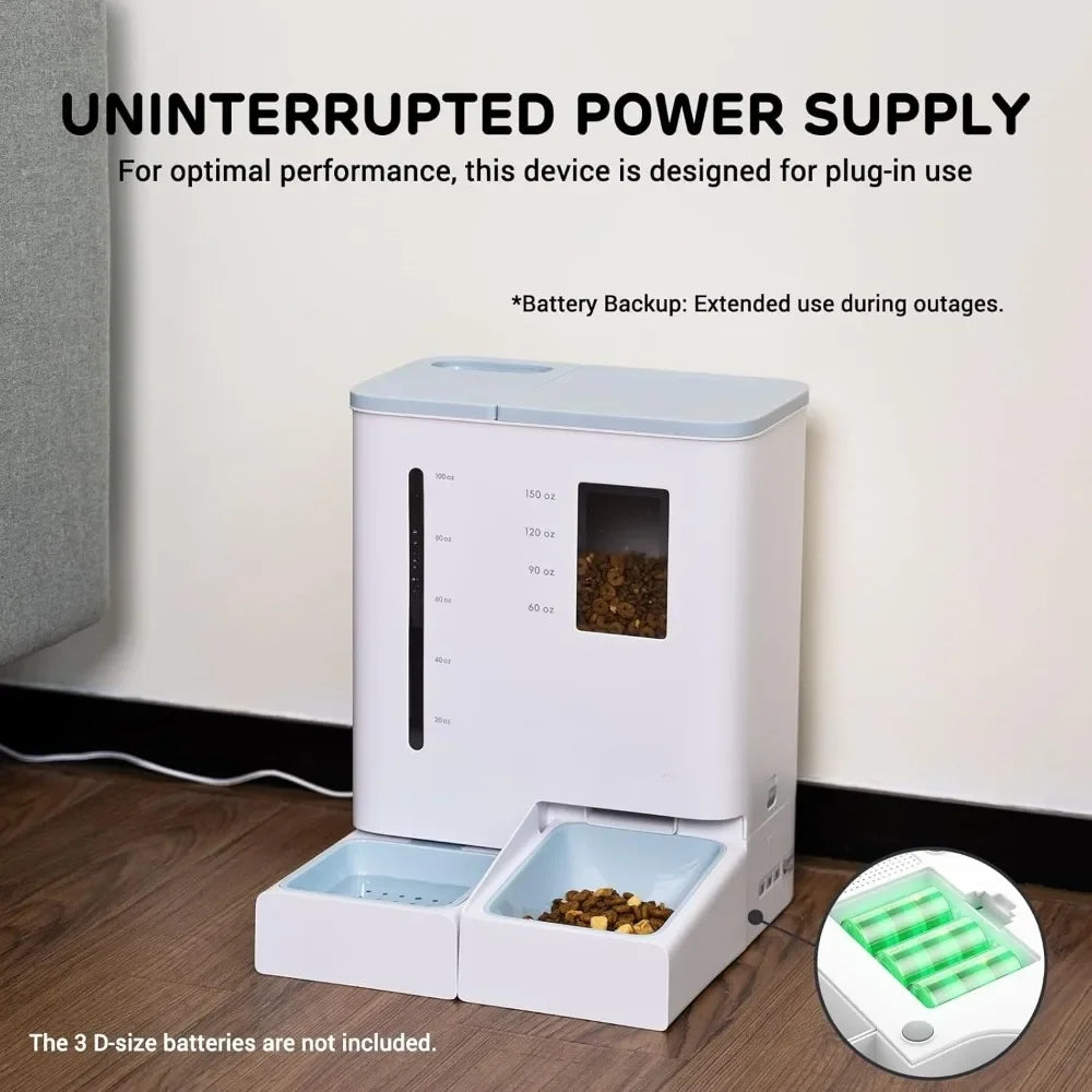 5G 2.4GHz WiFi Automatic Feeder and Waterer Set for Pets 300 Oz Large Capacity Two Weeks Two Way Power Supply Food Dispenser