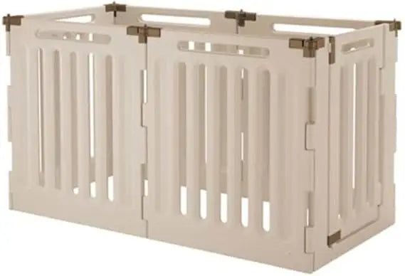 Convertible Indoor Outdoor Pet Playpen Large Soft Tan Mocha 3 in 1 Freestanding Gate and Room Divider