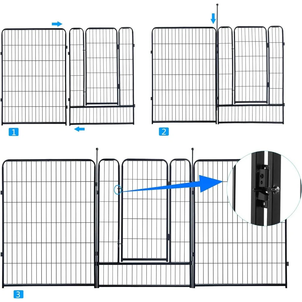 Portable Dog Playpen Heavy Duty Metal Exercise Fence Indoor Outdoor for Small Medium Large Dogs