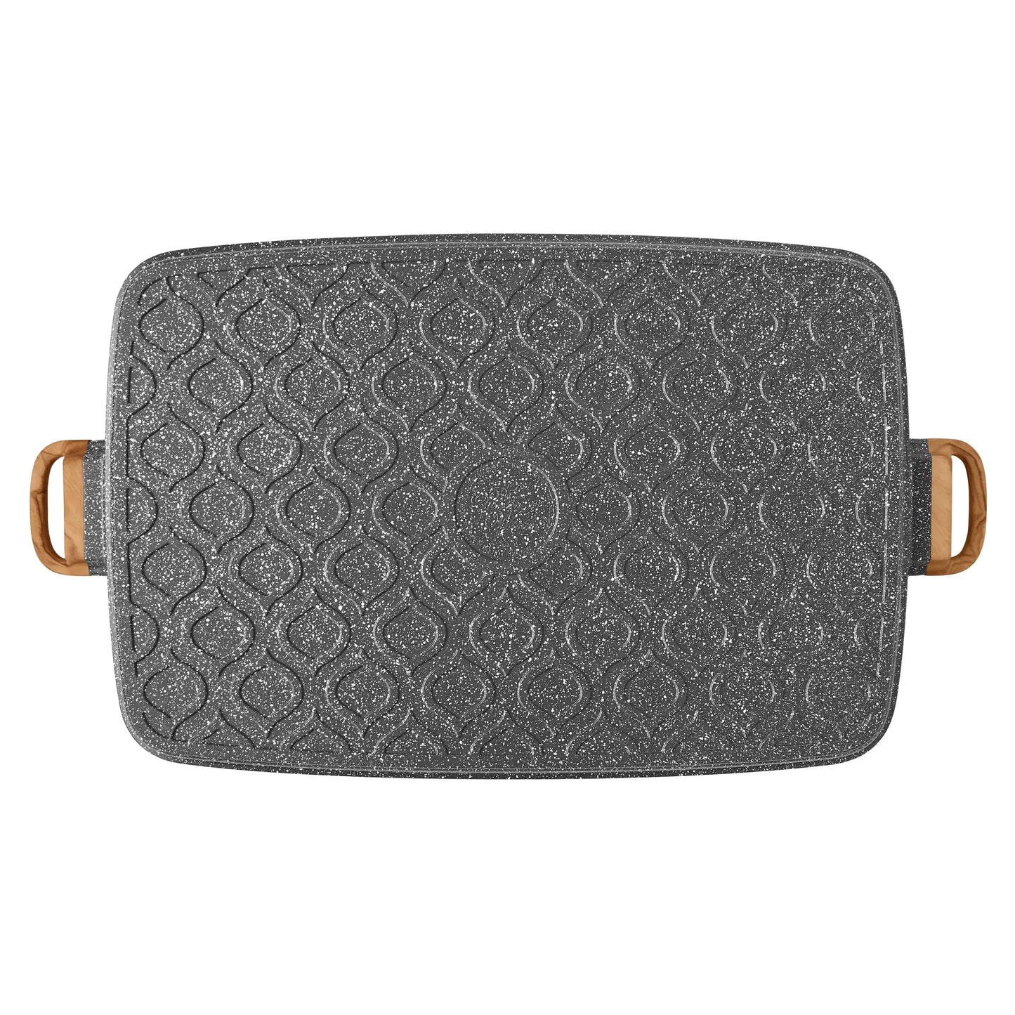 Cast Aluminum Double Griddle Charcoal Grey Speckled Easy Cooking and Cleaning Everyday Kitchen Use
