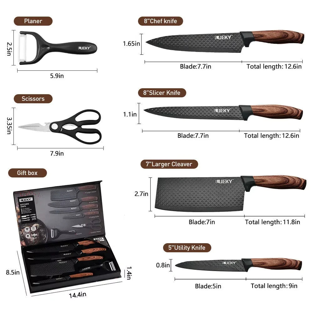 Stainless Steel Kitchen Knife Set Forged With Peeler