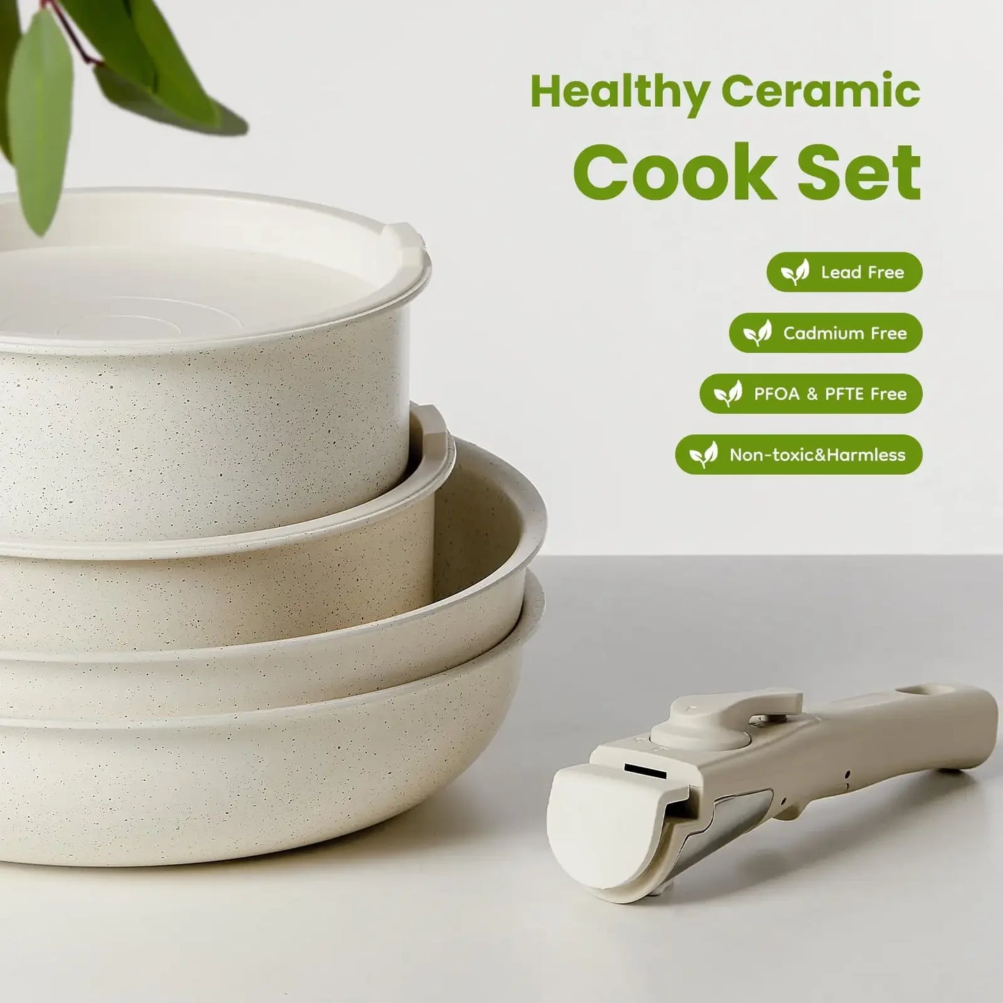 12PCS Non Stick Cookware Set Pots and Pans Set with Spatula and Detachable Handle for Kitchen