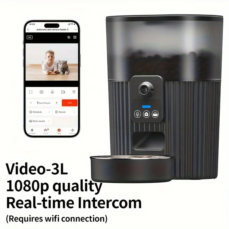 PAPIFEED Smart Automatic Cat And Dog Feeder With WiFi Remote Control And LCD Display