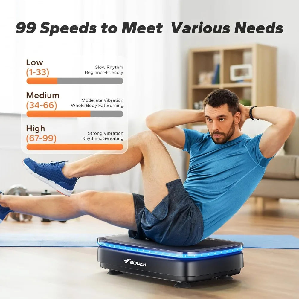 Vibrating Board Exercise Machine with LED Display and 2 Ropes for Home Fitness Equipment