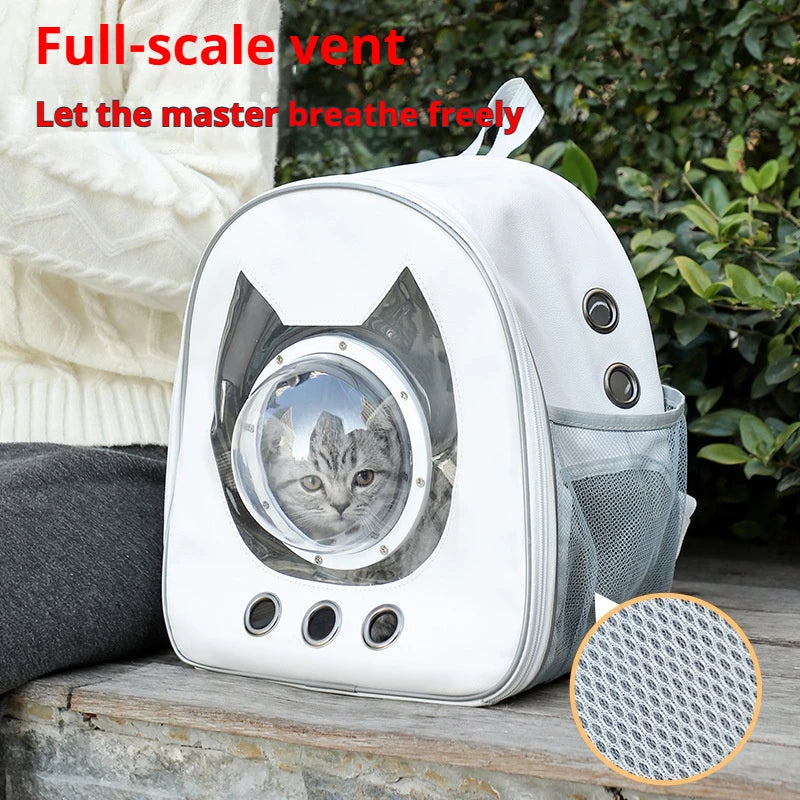 Space Capsule Pet Backpack 360 Degree View Breathable Mesh Safety Strap Cat Carrier Dog Carrier Transparent Bubble