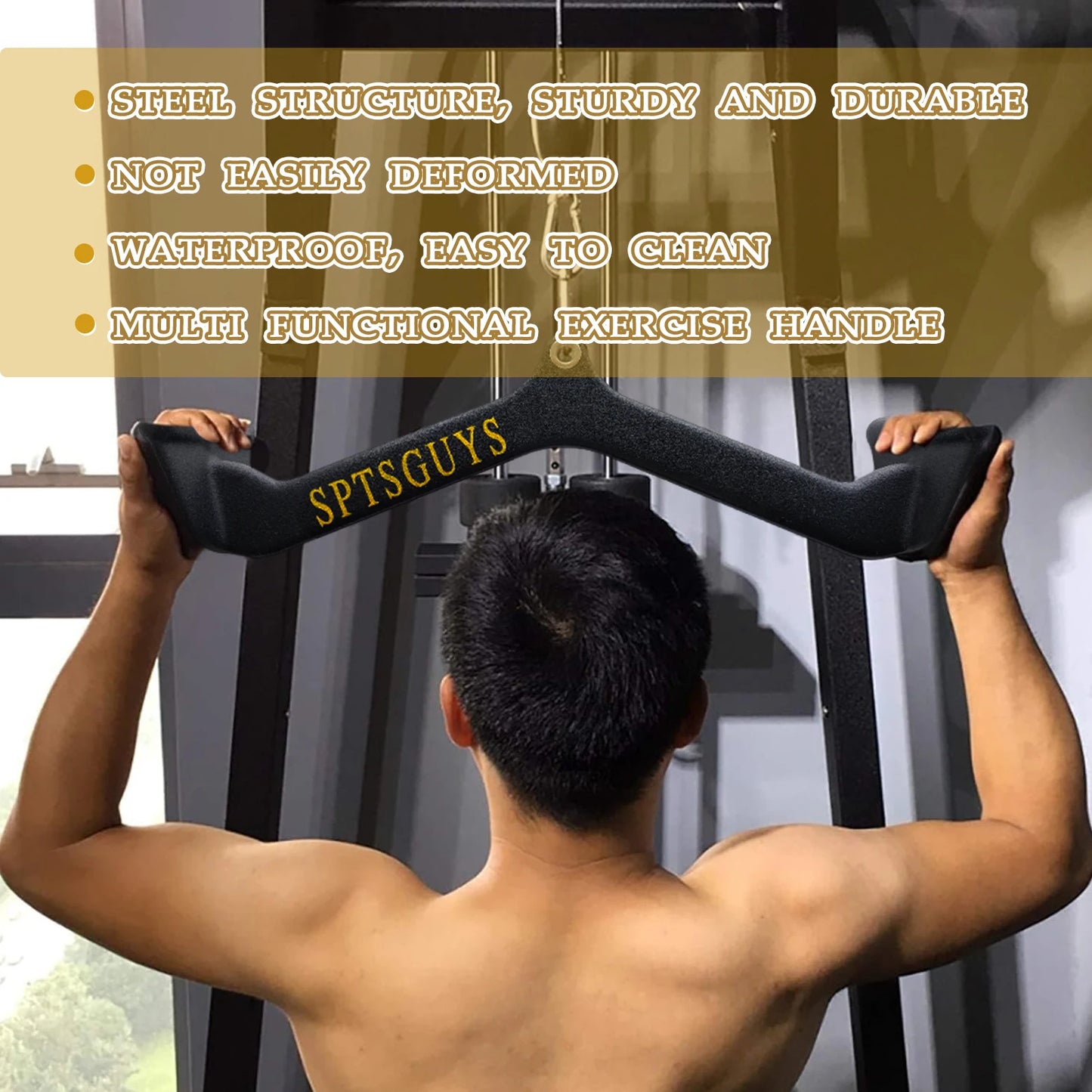 MARSAFIT Lat Pulldown Bar For Cable Pulley System Back