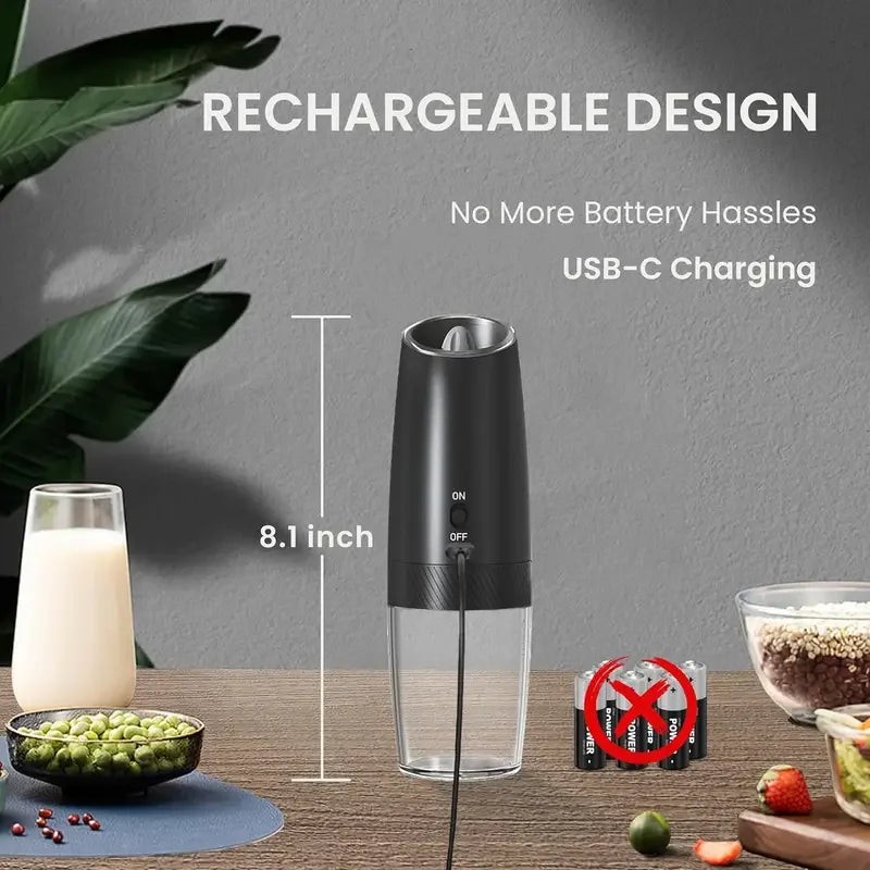 Broncho Gravity Activated Salt And Pepper Grinder Set 2 Pack