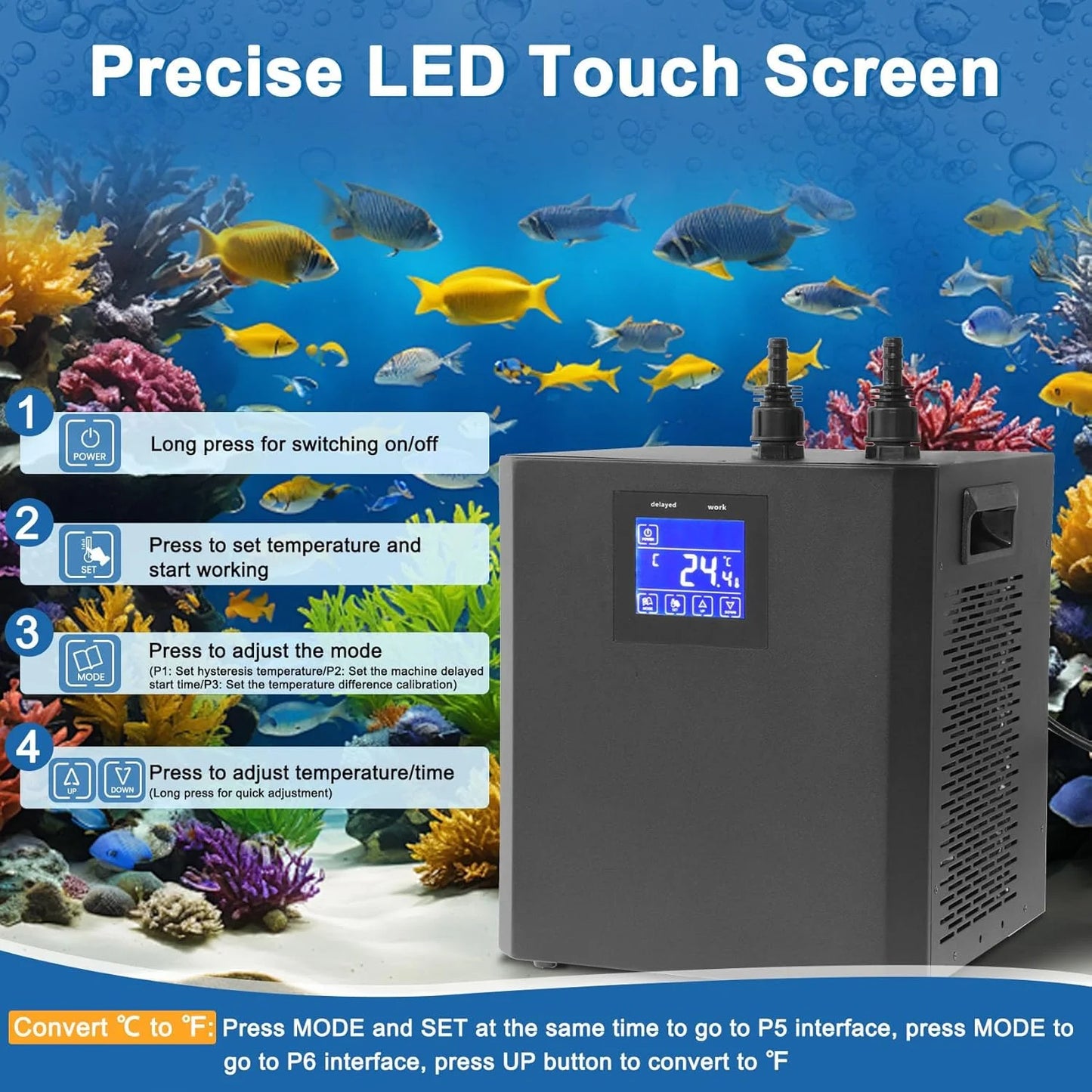 Aquarium Chiller One Third HP With Remote Control Pump Tanks