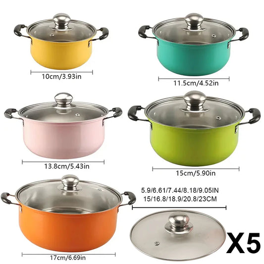 10 Piece Stainless Steel Cookware Set Multi Colored Non Stick Cookware Set Ideal for Kitchens and Restaurants Perfect Gift