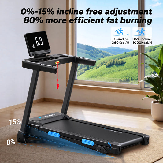 MERACH Foldable Treadmill T12 Incline Double Deck Heart Rate