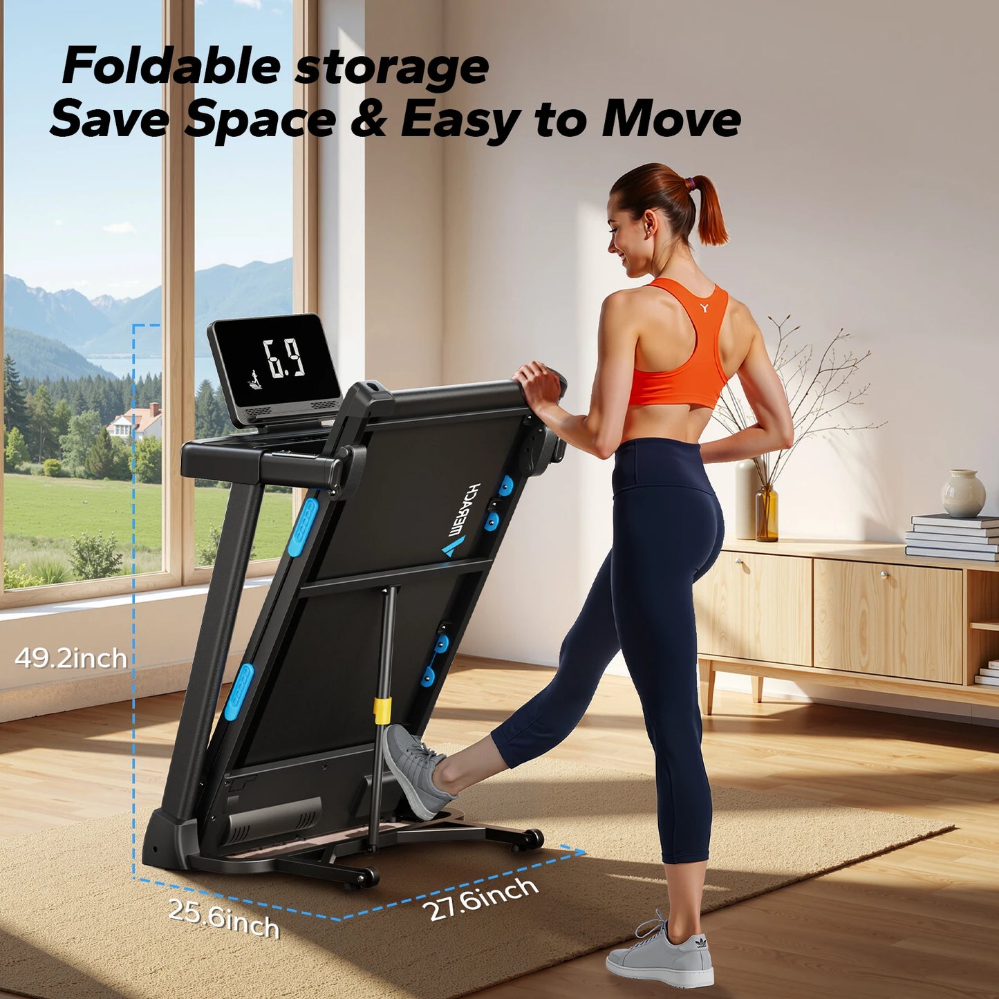 MERACH Foldable Treadmill T12 Incline Double Deck Heart Rate