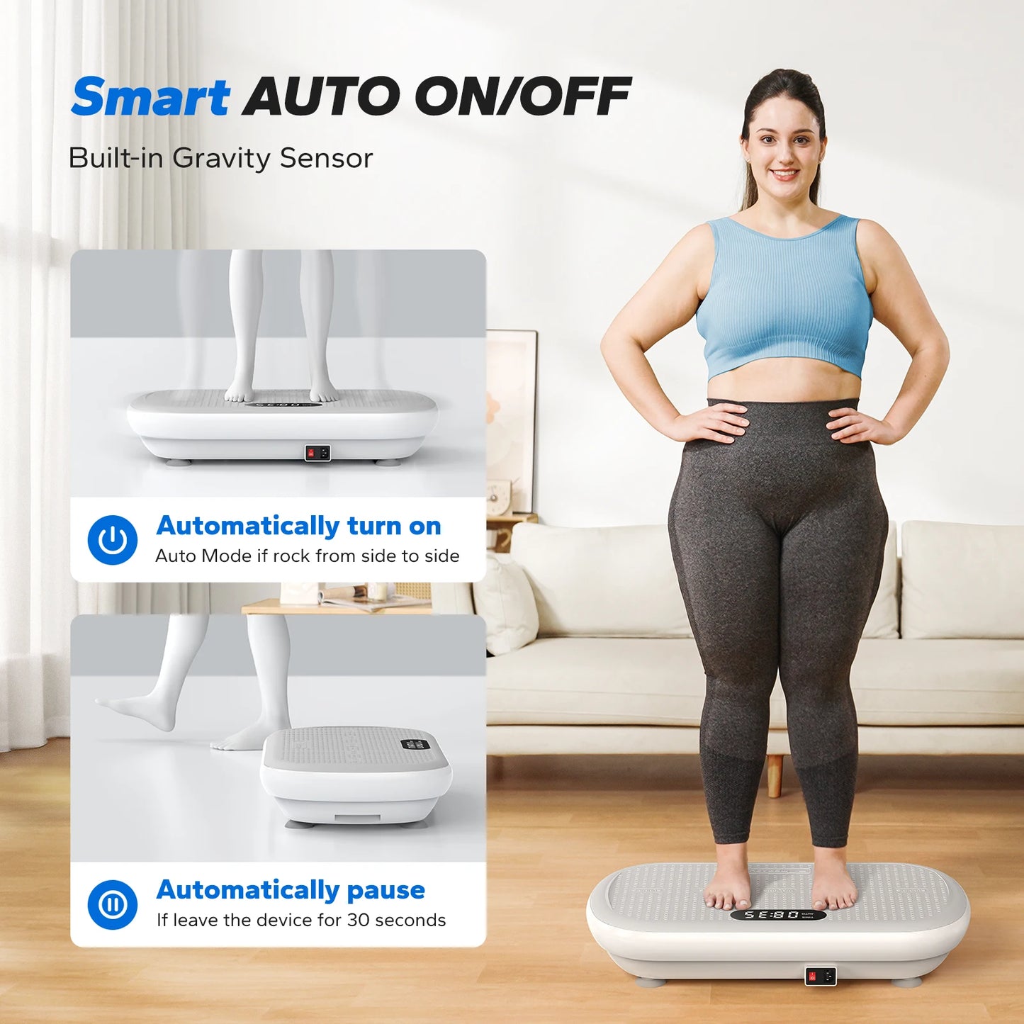 Merach Vibration Plate Exercise Machine Bluetooth Silicone Pedal Automatic Sensing Lymphatic Drainage Weight Loss Fitness