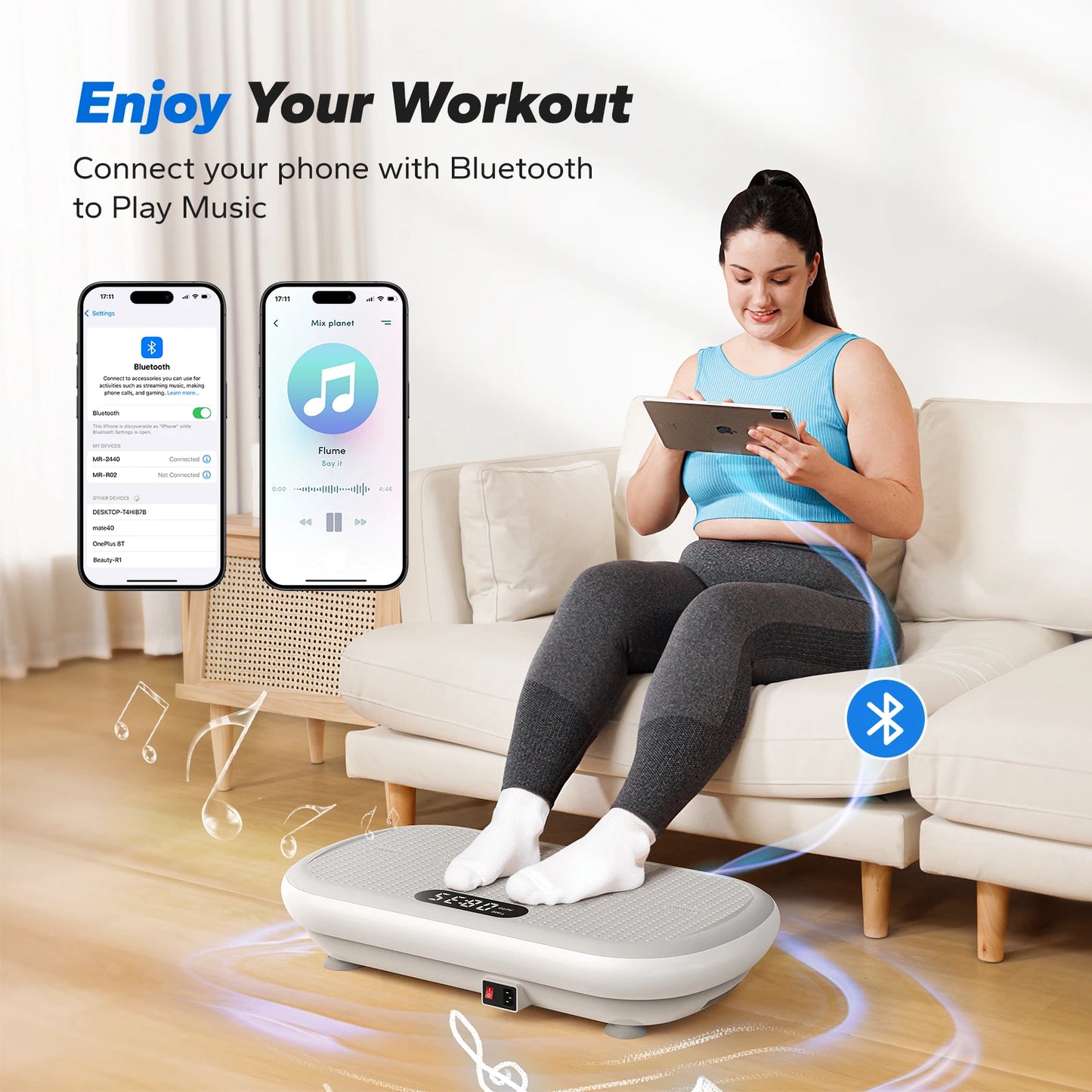 Merach Vibration Plate Exercise Machine Bluetooth Silicone Pedal Automatic Sensing Lymphatic Drainage Weight Loss Fitness