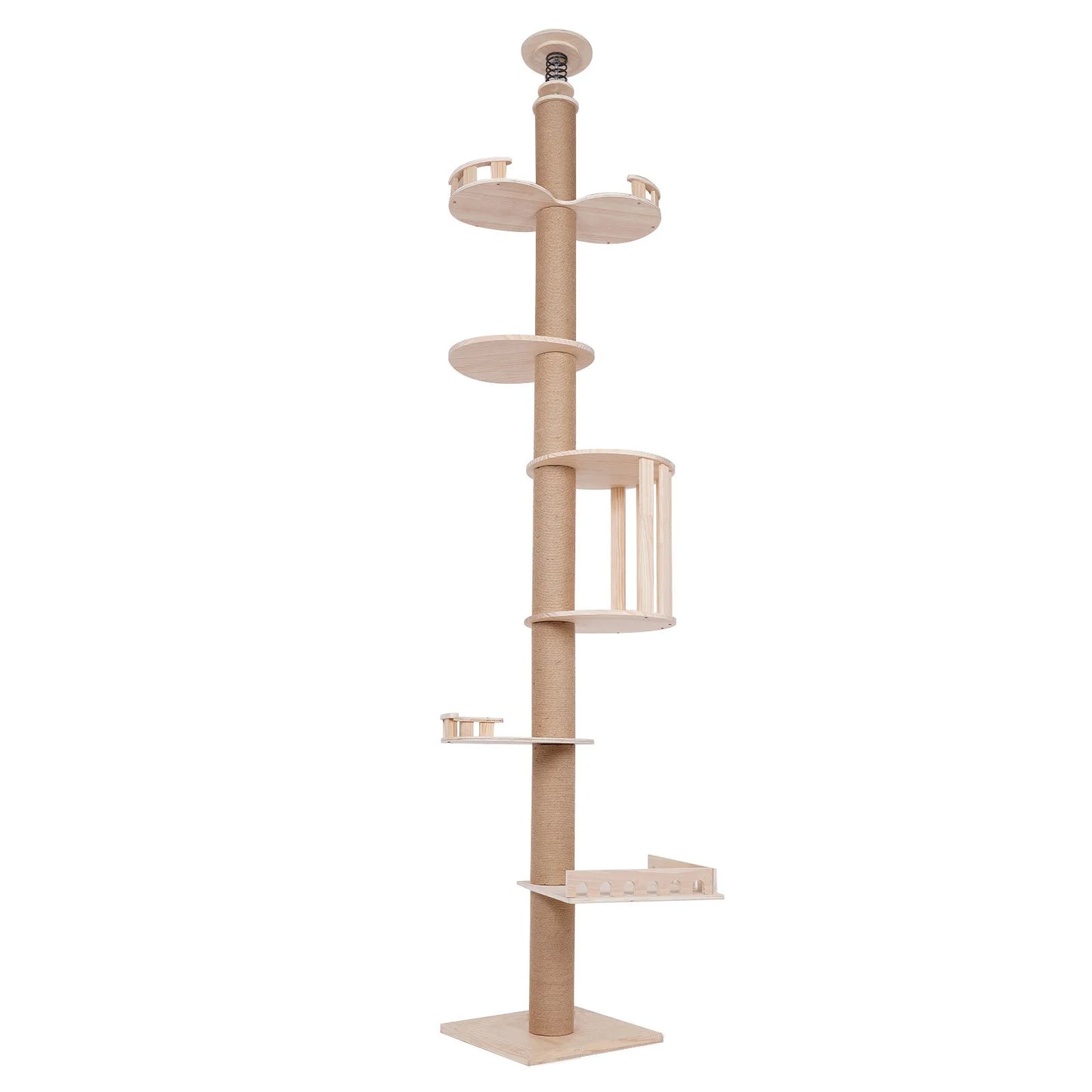 5 Layer Cat Climbing Frame Cat Tower Floor To Ceiling Solid Wood Pet Furniture