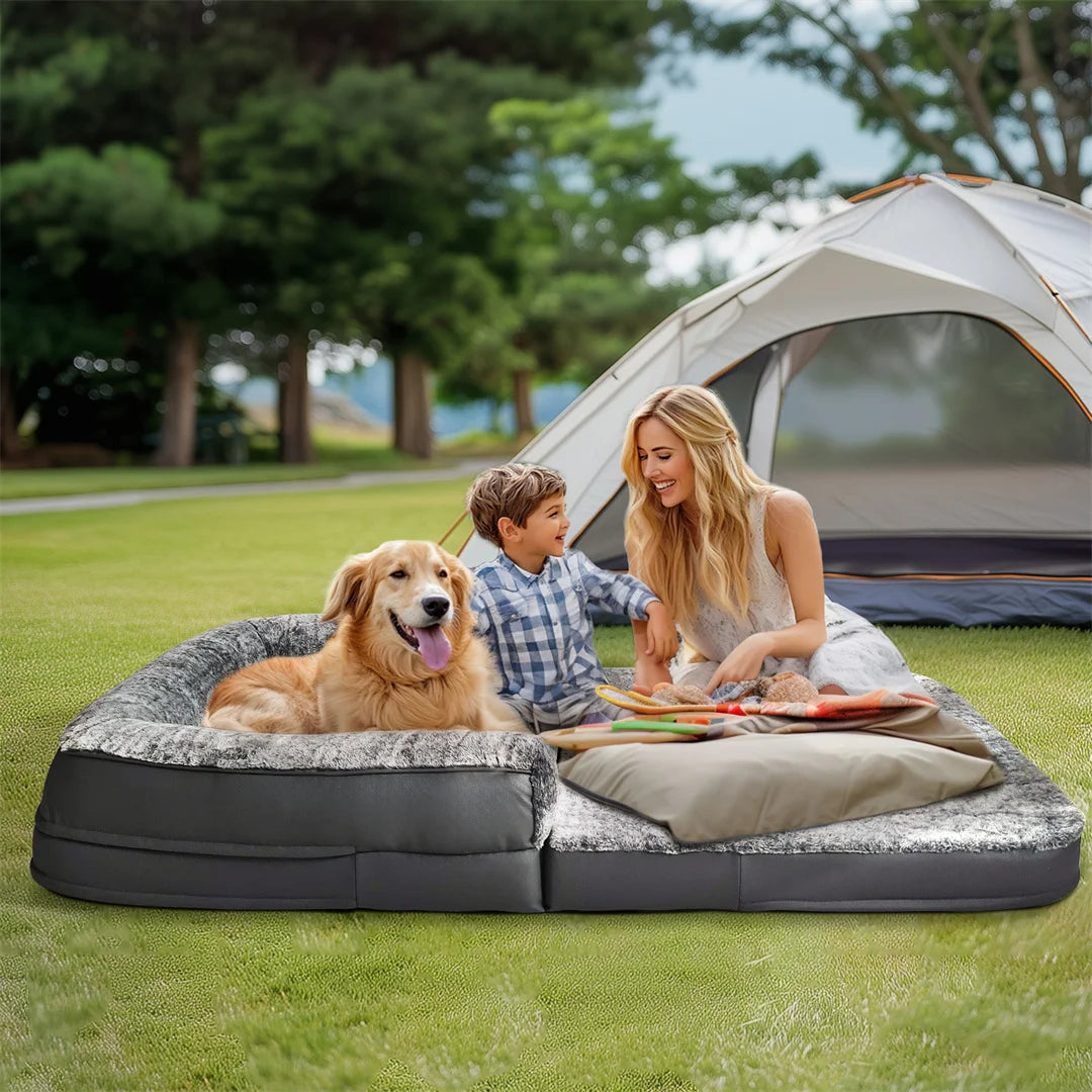 BINGOPAWCN Foldable Calming Orthopedic Dog Bed Plush Cover