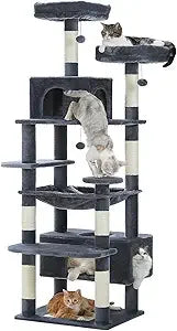 Pawz Road Large Cat Tree 72 Inches Cat Tower for Large Cats Cat Condo with Sisal Covered Scratching Posts and Padded Perches