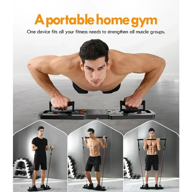 Great Discounts Push Up Board Home Gym Portable Exercise Equipment Pilates Bar with 20 Fitness Accessories and Resistance Bands