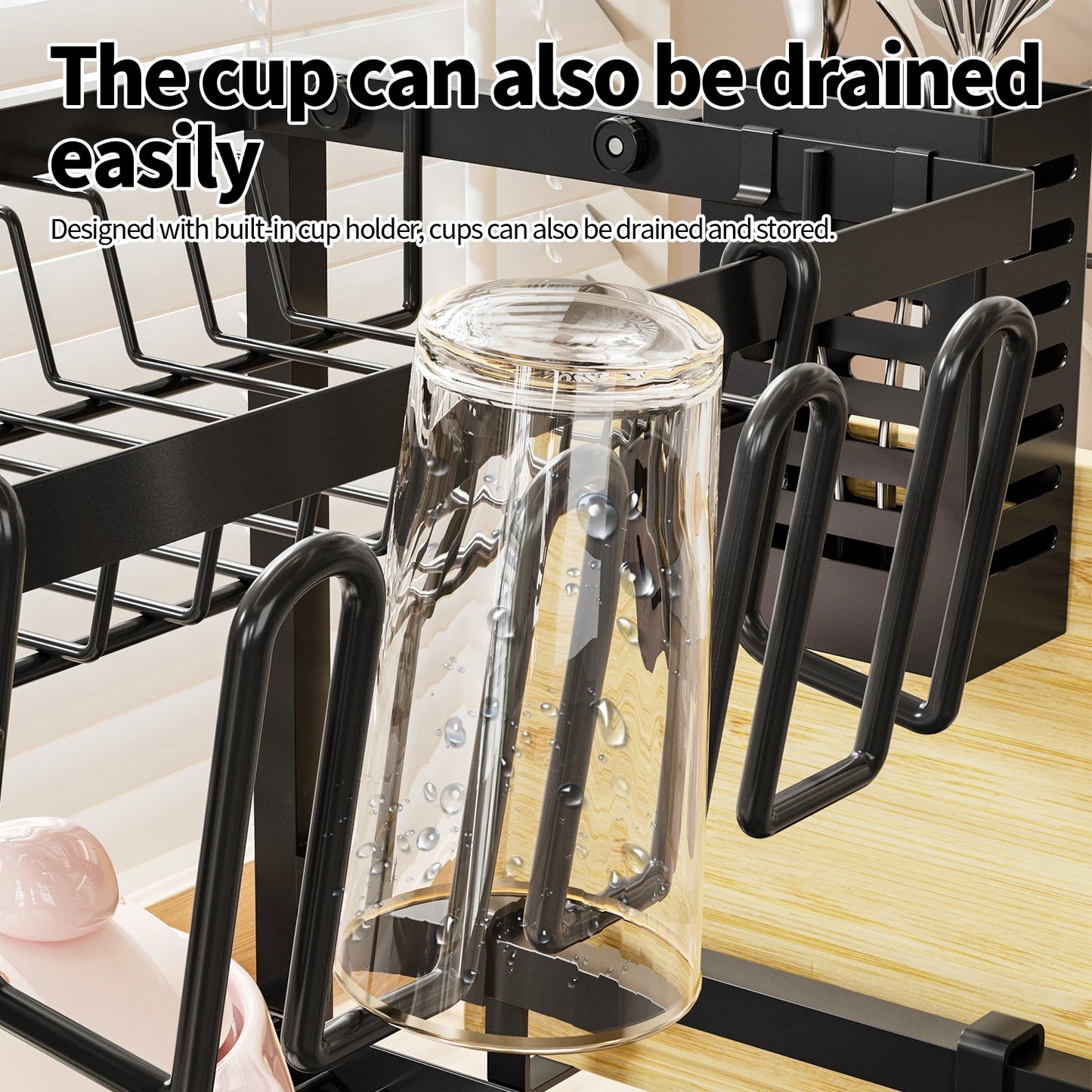 Dish Drying Rack 2 Tier Dish Racks for Kitchen Counter Large Dish Drying Rack with Drainboard and Utensil Holders