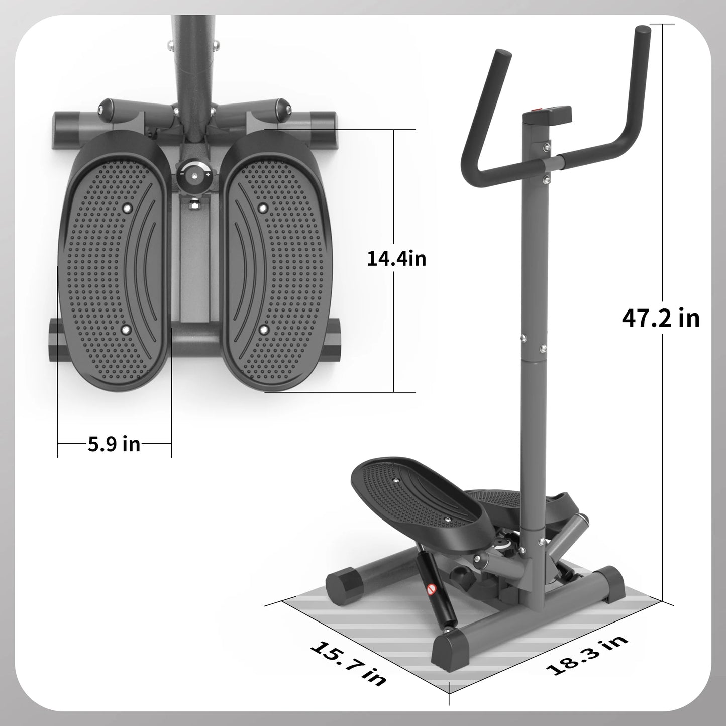 Leikefitness Premium Portable Twist Stair Stepper Adjustable Resistance Twisting Step Fitness Machine with Bands and LCD Monitor