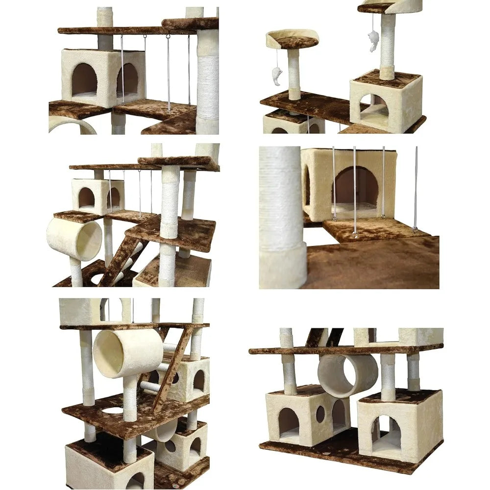 Go Pet Club Huge 87 Inch Tall Cat Tree House Climber Furniture with Swing