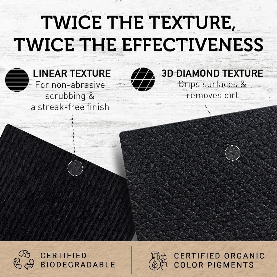 Large Swedish Dishcloths 5 Pack Black Reusable Washable Cellulose Cotton Kitchen Cloths 9.5x8 Inch Replace Paper Towels