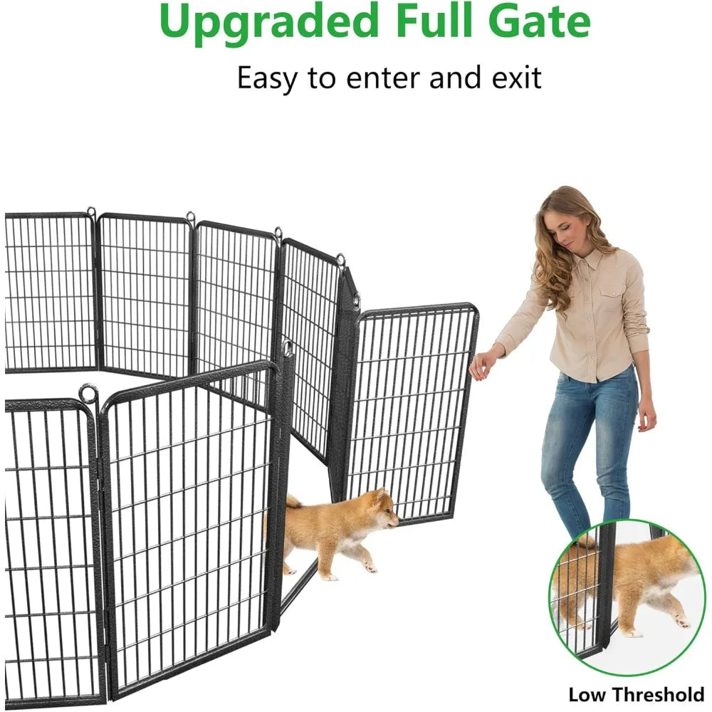 Dog Playpen Outdoor with Low Threshold Full Gate 40 Inch Height 14 Panels Large Dog Pen Dog Fence Outdoor for Yard Heavy Duty Pet
