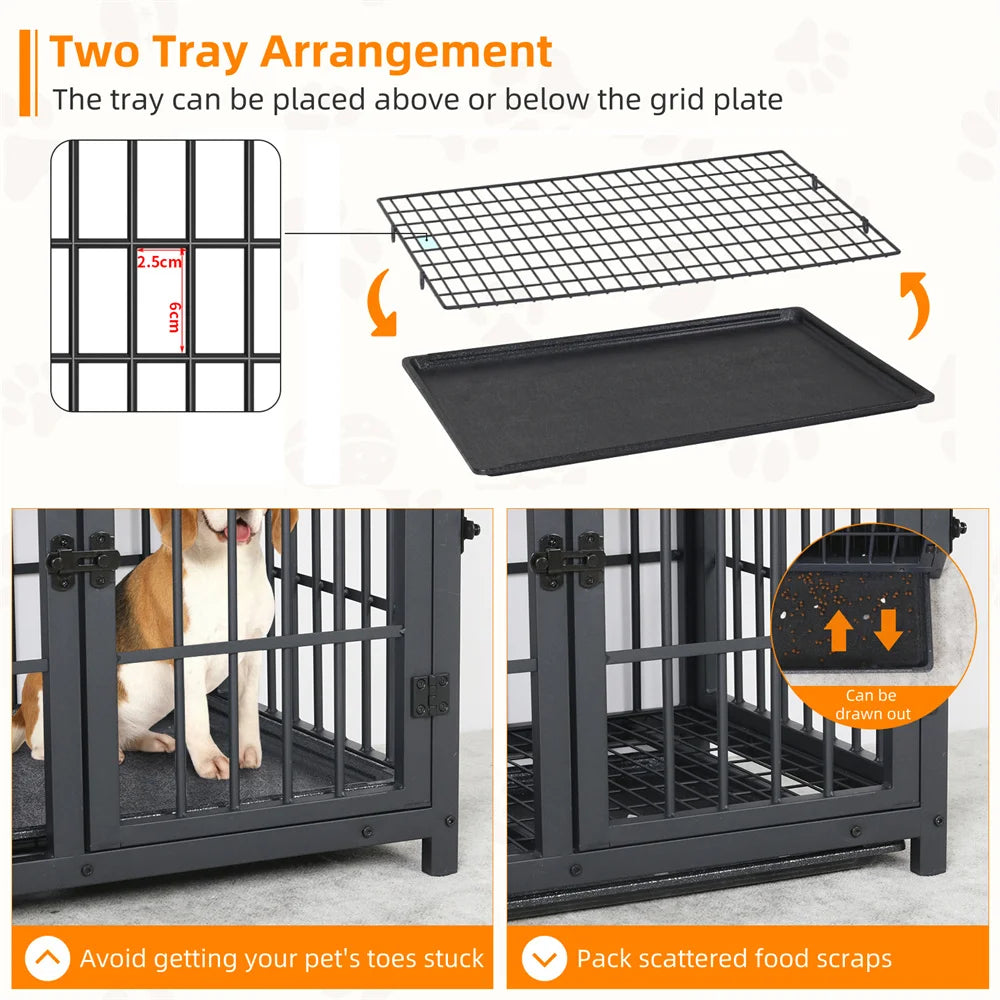 BORWARTH Wood Dog Crate End Table Kennel Removable Tray