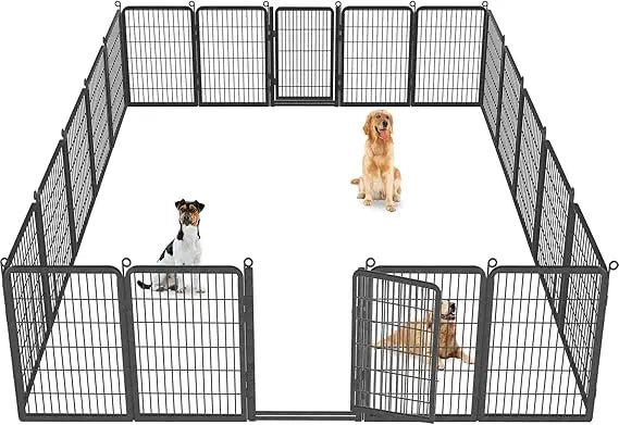 Dog Playpen Outdoor with Low Threshold Full Gate 40 Inch Height 14 Panels Large Dog Pen Dog Fence Outdoor for Yard Heavy Duty Pet