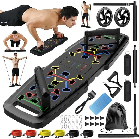 Great Discounts Push Up Board Home Gym Portable Exercise Equipment Pilates Bar with 20 Fitness Accessories and Resistance Bands
