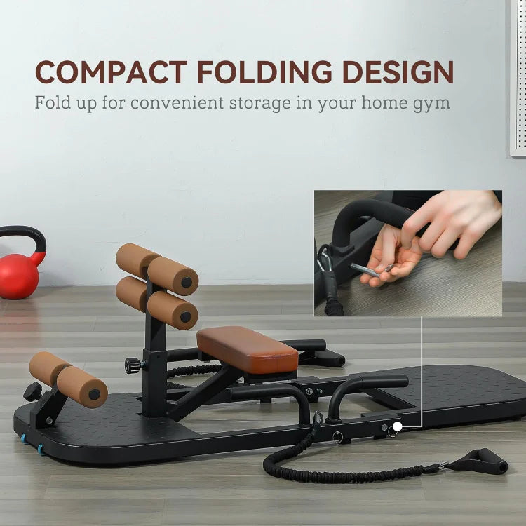 Foldable Sissy Squat Machine Hip Thrust Machine with Push Up Stand Multipurpose Glute Workout Equipment for Home Gym