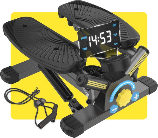 Stepper Machine with Resistance Bands Mini Stepper 300LBS Weight Capacity Twist Stepper for Full Body Workout