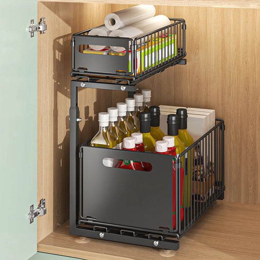 Kitchen Organizer and Storage with Upgraded Guide Rail Design for Smooth Cabinet Pull-Out