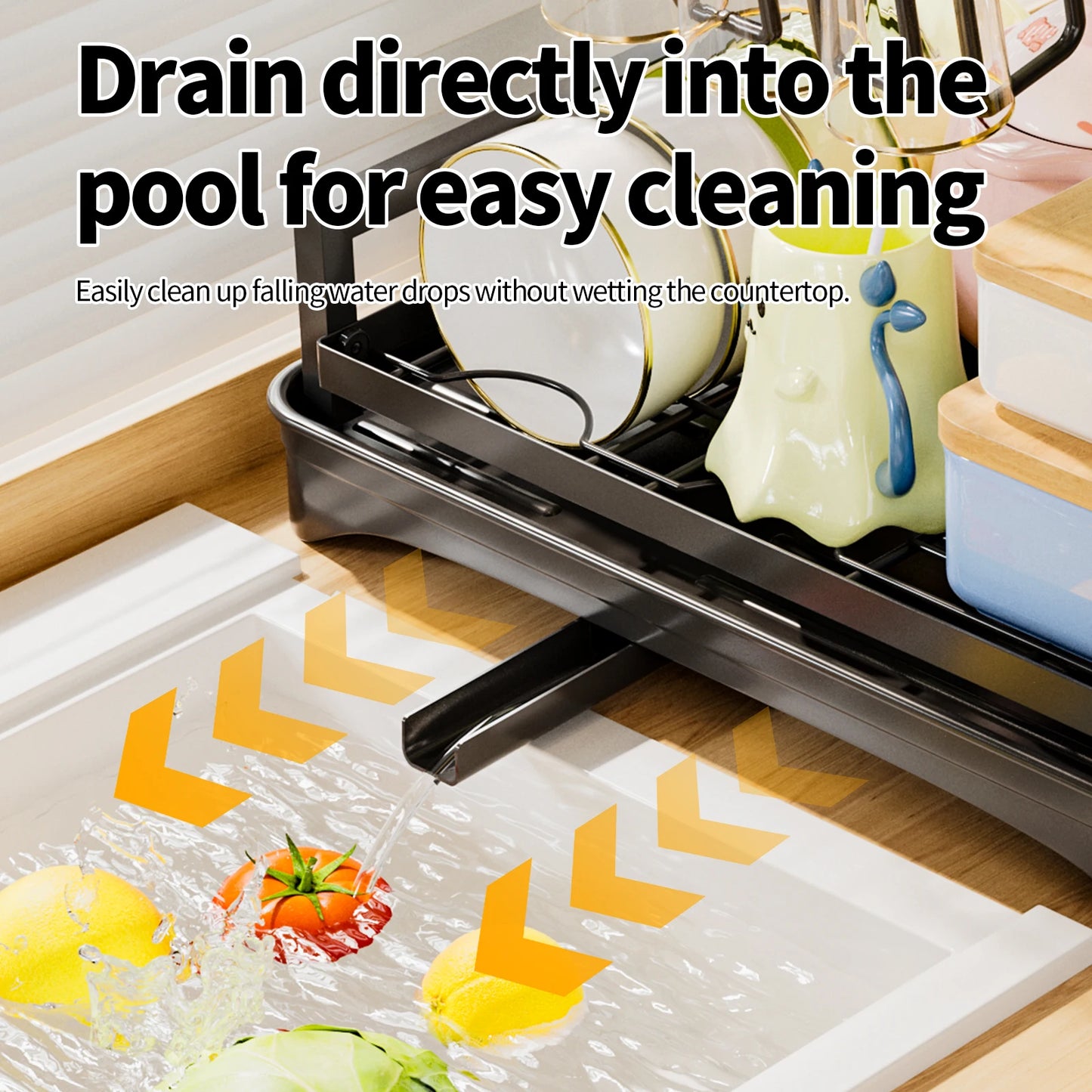 Dish Drying Rack 2 Tier Dish Racks for Kitchen Counter Large Dish Drying Rack with Drainboard and Utensil Holders