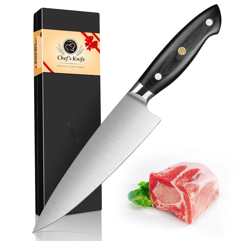 2PCS Pentachro Chef's Knife Professional 67 Layers Japanese Kitchen Knife Chef's Meat Cleaver Knives Wooden Handle