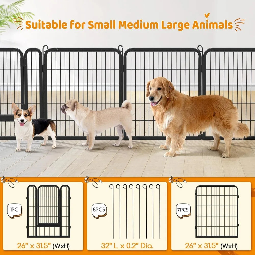 Dog Playpen Outdoor 32 Inch 32 Panels Heavy Duty Metal Puppy Exercise Pen for Indoor and Outdoor Use