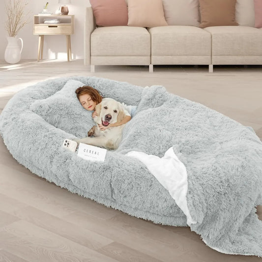 Human Dog Bed 71 Inch by 45 Inch by 12 Inch Size Washable Giant People Dog Bed with 10 CM Thick Memory Foam Large Oversize Dog Bed