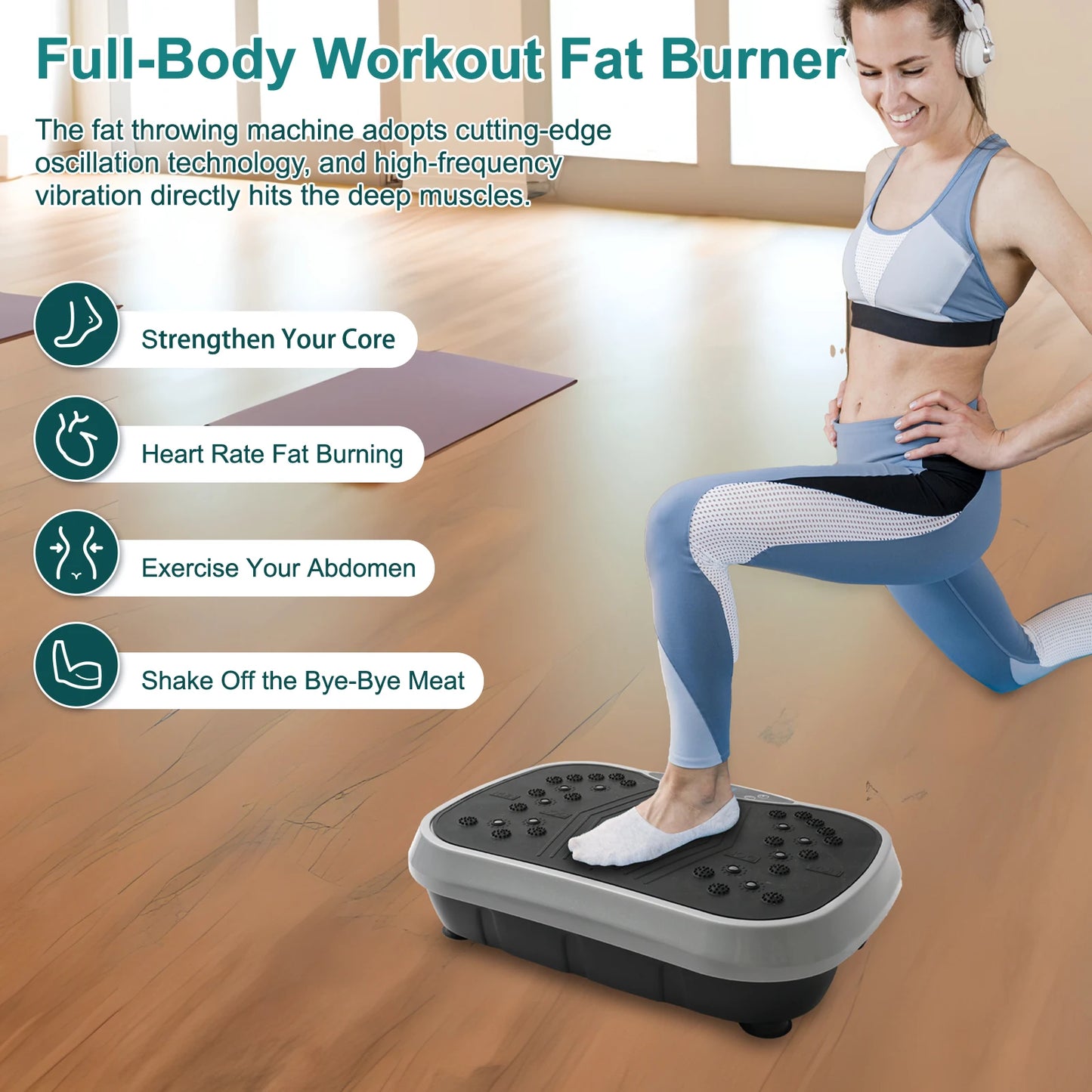 Vibration Plate Exercise Machine for Fat Burning Home Fitness Portable Whole Body Workout Equipment