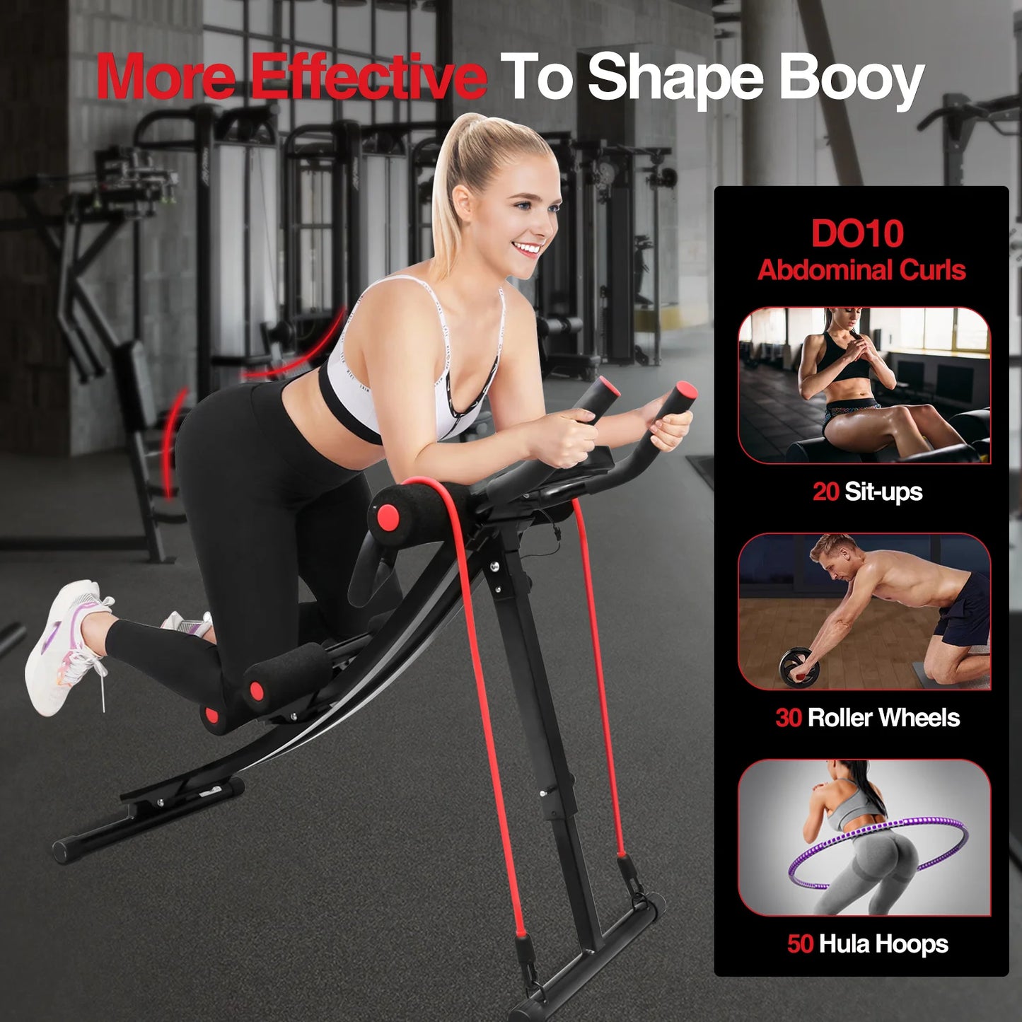 GIKPAL Foldable Ab Machine Ab Workout Equipment for Home Gym Core and Abdominal Trainer Max Weight 440lbs with LCD Display
