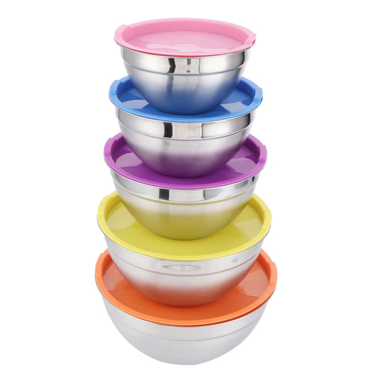 Food Storage Bowl Set of 5 Stainless Steel Mixing Bowls with Lids for Kitchen Preservation
