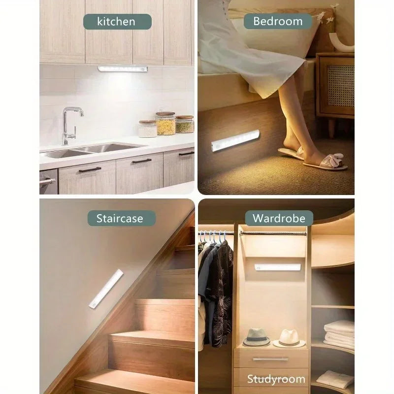 Under Cabinet Motion Sensor Rechargeable LED Lights 1/3/5/6 Packs for Closet Kitchen Bathroom