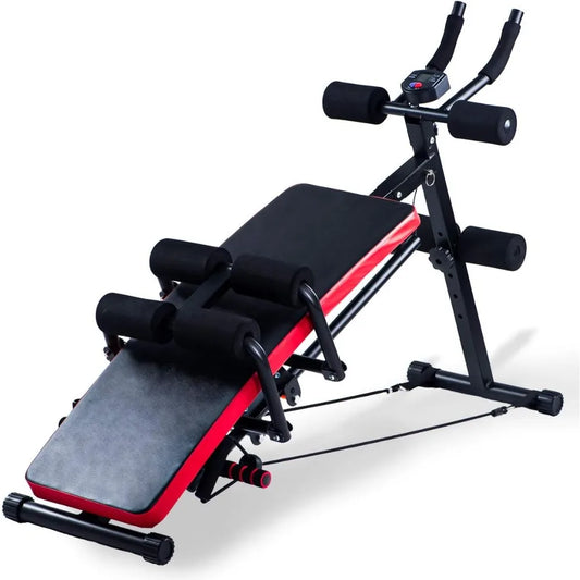 Abs Workout Machine for Core Training Adjustable Sit Ups Collapsible Resistance Band with LCD Display
