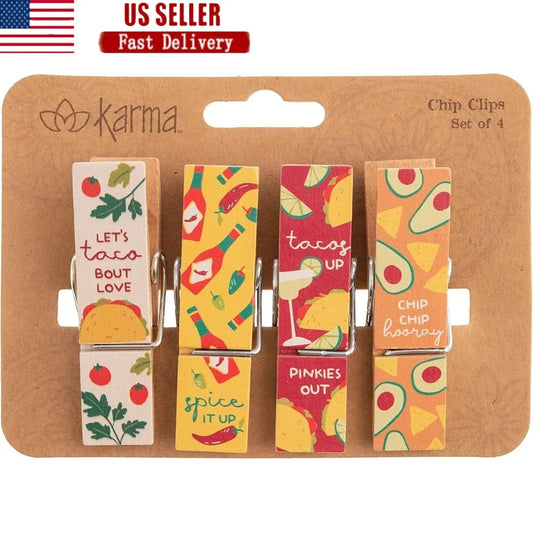 XMSJ Multi Purpose Chip Bag Clips Set Of Four Wooden Clips