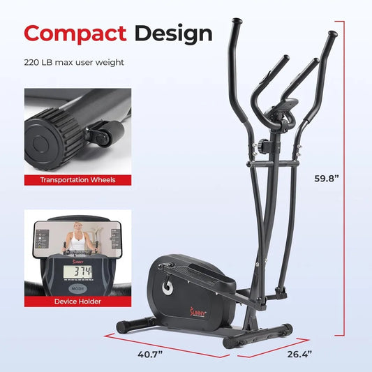 2 In 1 Smart Upright Elliptical Full Body Exerciser with Pulse Sensors Home Cross Training Cardio Workout Machine