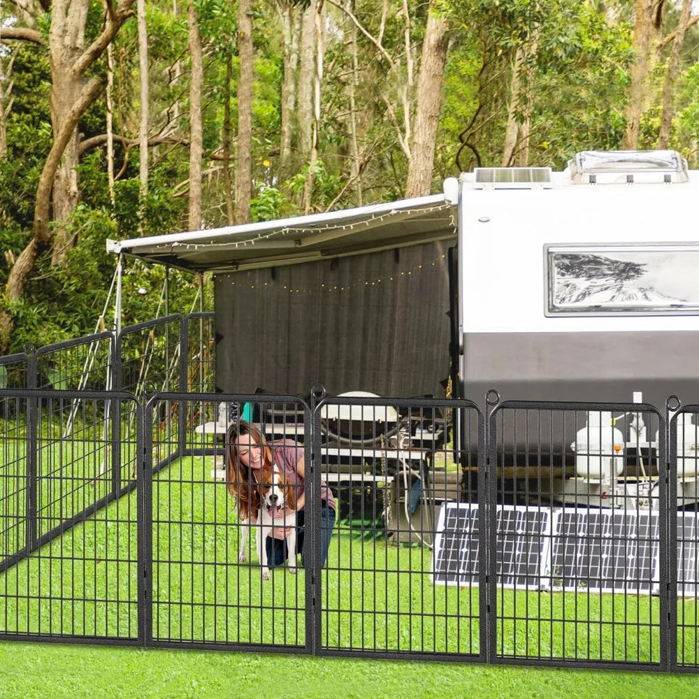 Dog Playpen Outdoor with Low Threshold Full Gate 40 Inch Height 14 Panels Large Dog Pen Dog Fence Outdoor for Yard Heavy Duty Pet