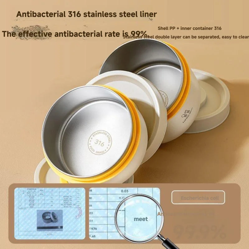 316 Insulated Lunch Box Leak Proof Office Worker Lunch Box Male and Female Student Lunch Box with Rice and Soup Bowl
