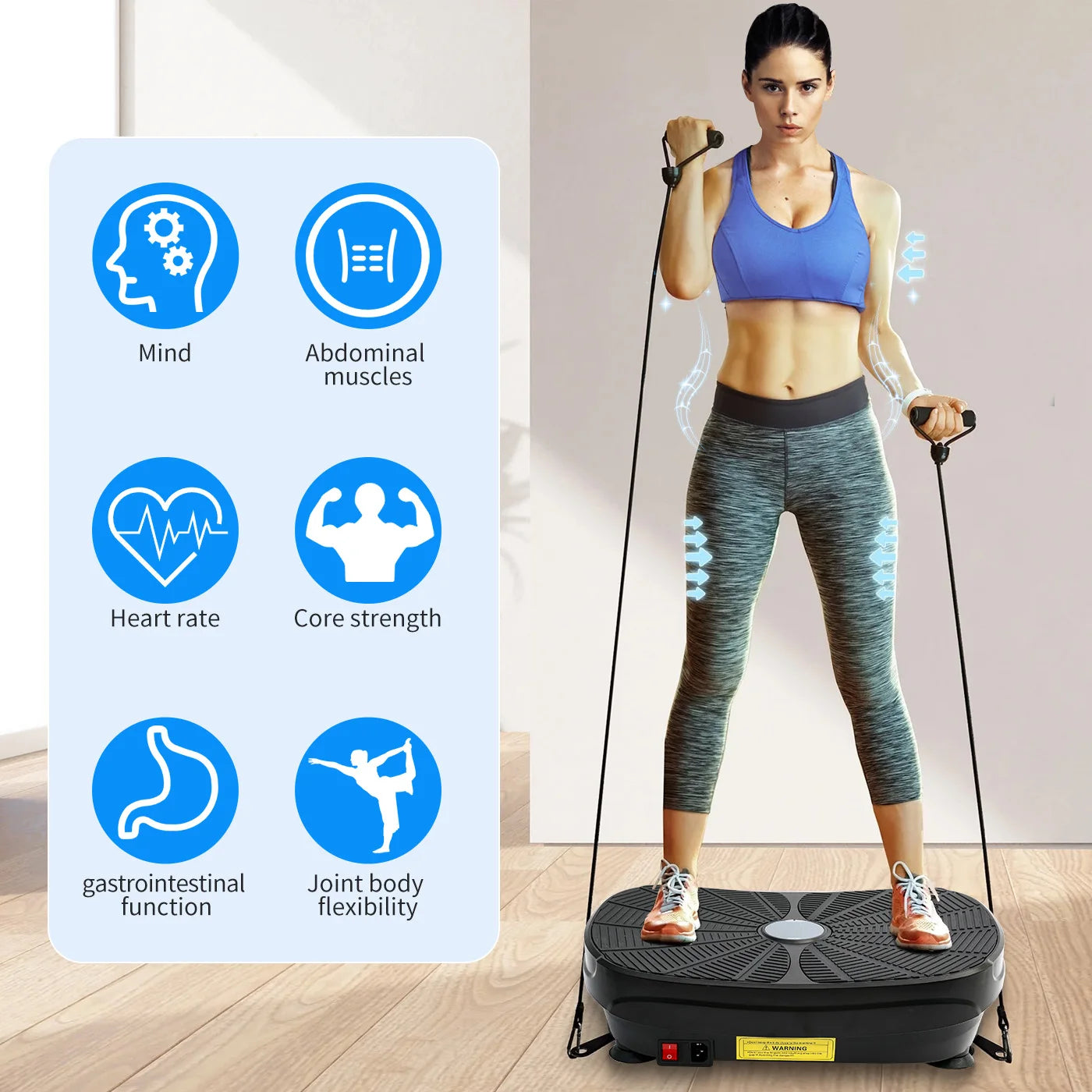 Vibration Plate Exercise Machine Whole Body Workout Power Vibration Shake Platform Fitness Slimming Resistance Bands