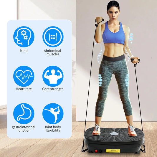 Vibration Plate Exercise Machine Whole Body Workout Power Vibration Shake Platform Fitness Slimming Resistance Bands